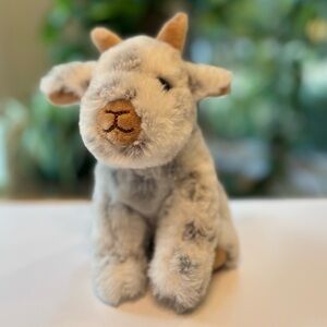 Charming Plush Goat Figurine - White and Tan
